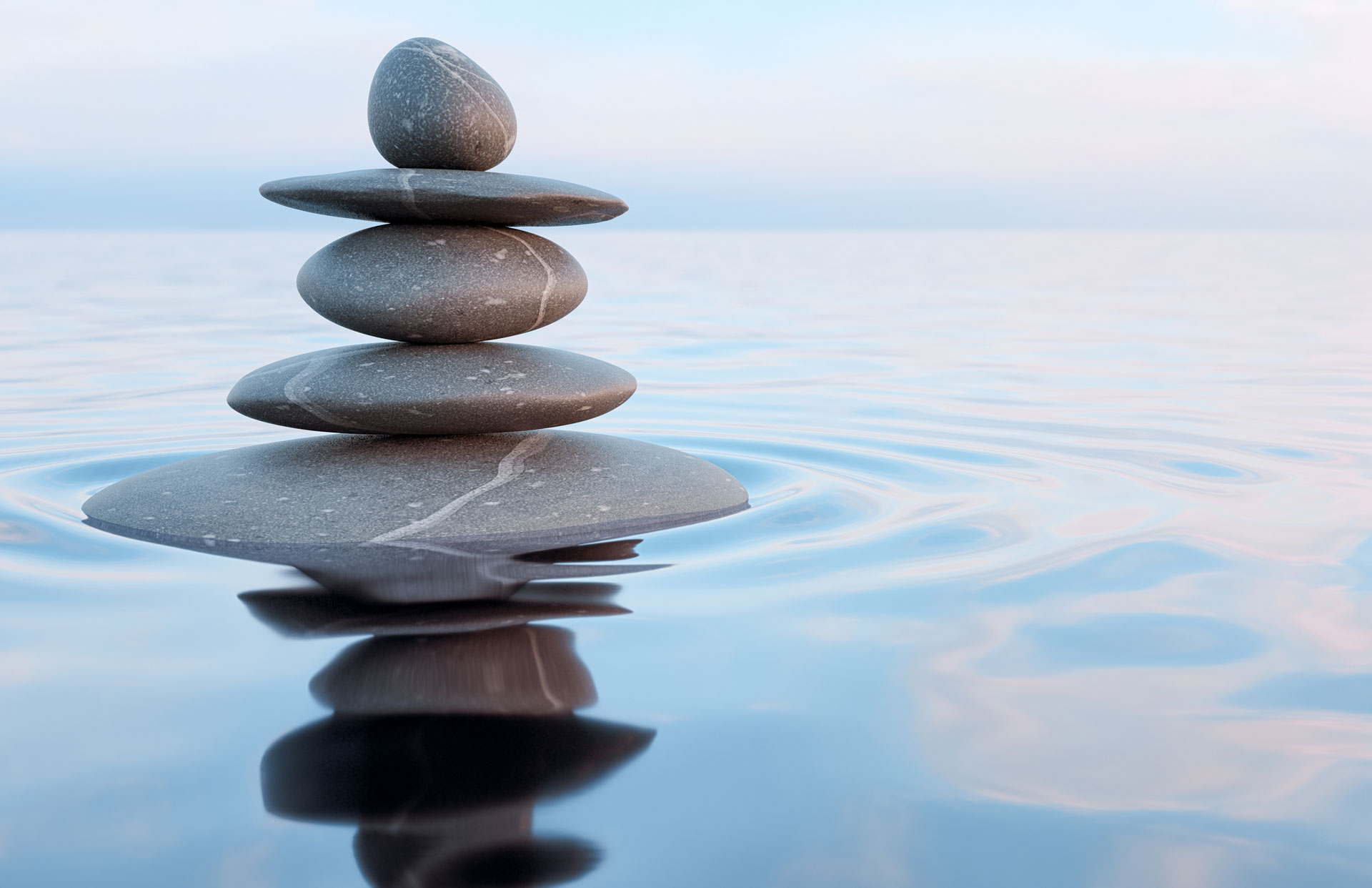 Stones arranged in a peaceful tower